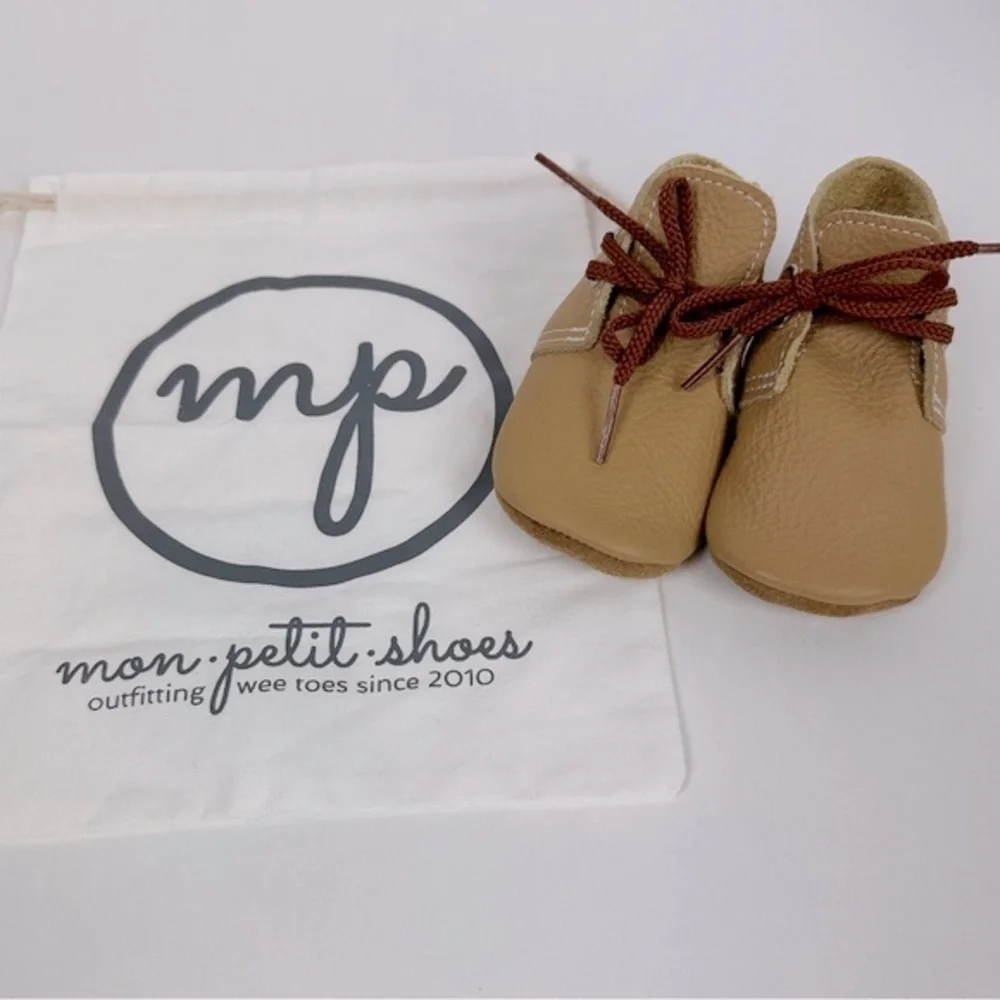 SAND Mon Petit Shoes Oxfords Tan Yellow Mustard Dijon Leather Handmade Baby Sz 3